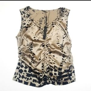 NWT Elie Tahari Miley Brown silk braided top